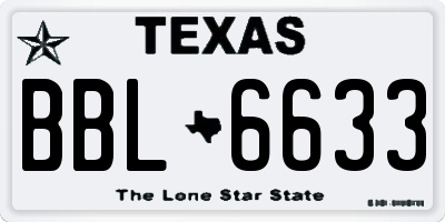 TX license plate BBL6633