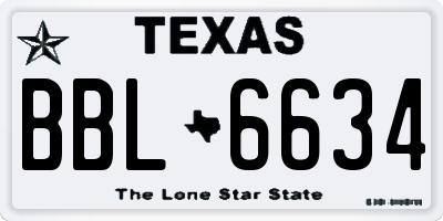 TX license plate BBL6634