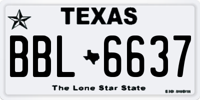 TX license plate BBL6637