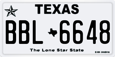 TX license plate BBL6648