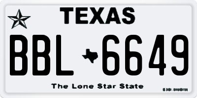 TX license plate BBL6649
