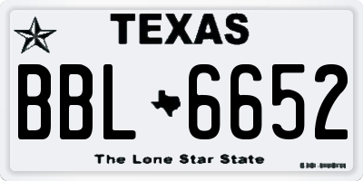 TX license plate BBL6652