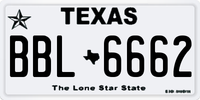 TX license plate BBL6662