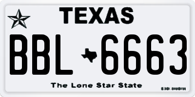 TX license plate BBL6663