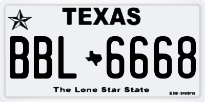 TX license plate BBL6668