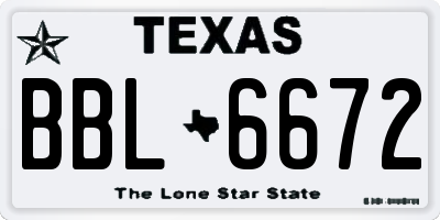 TX license plate BBL6672
