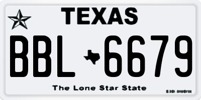 TX license plate BBL6679