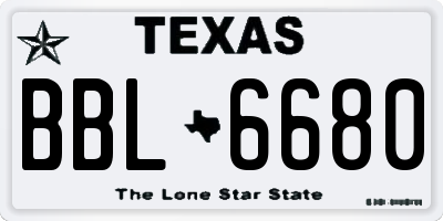 TX license plate BBL6680