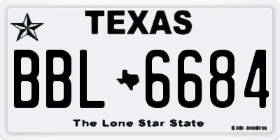 TX license plate BBL6684