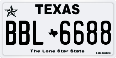 TX license plate BBL6688