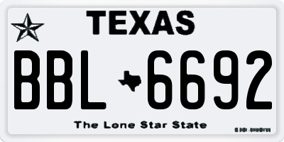 TX license plate BBL6692
