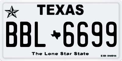 TX license plate BBL6699