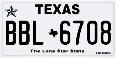 TX license plate BBL6708