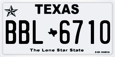 TX license plate BBL6710