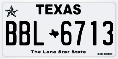 TX license plate BBL6713