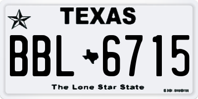 TX license plate BBL6715