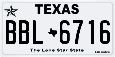 TX license plate BBL6716