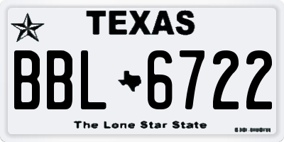 TX license plate BBL6722