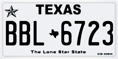 TX license plate BBL6723