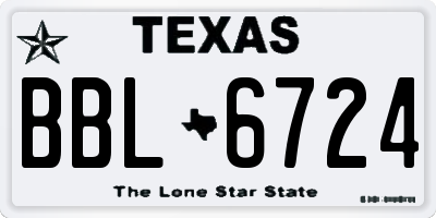 TX license plate BBL6724