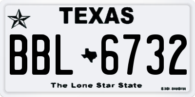 TX license plate BBL6732