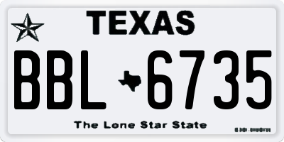 TX license plate BBL6735