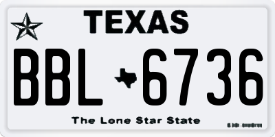 TX license plate BBL6736