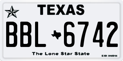 TX license plate BBL6742