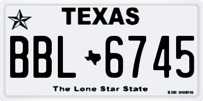 TX license plate BBL6745