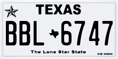 TX license plate BBL6747