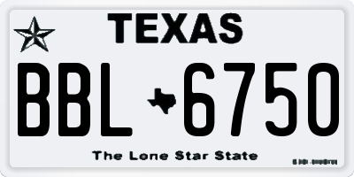 TX license plate BBL6750