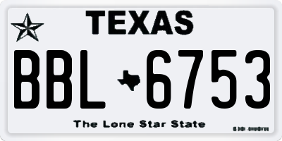 TX license plate BBL6753