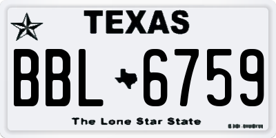 TX license plate BBL6759