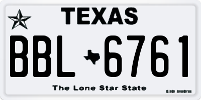 TX license plate BBL6761