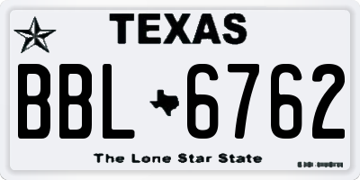 TX license plate BBL6762