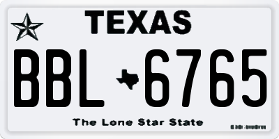 TX license plate BBL6765
