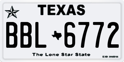 TX license plate BBL6772