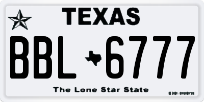 TX license plate BBL6777