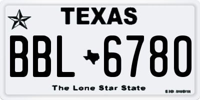 TX license plate BBL6780