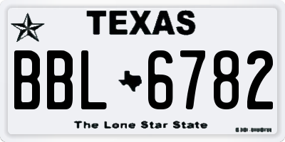 TX license plate BBL6782