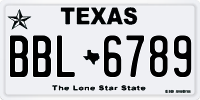 TX license plate BBL6789