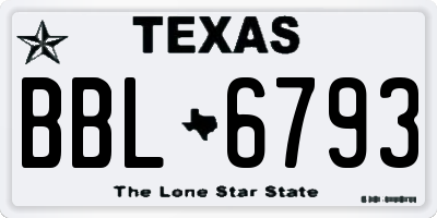 TX license plate BBL6793