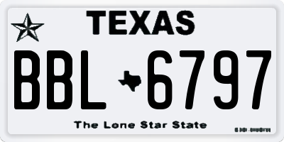 TX license plate BBL6797