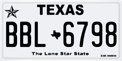 TX license plate BBL6798