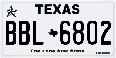 TX license plate BBL6802