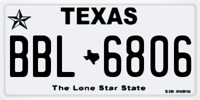 TX license plate BBL6806