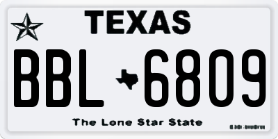 TX license plate BBL6809