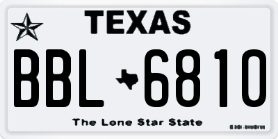 TX license plate BBL6810
