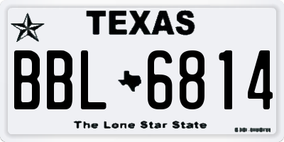 TX license plate BBL6814