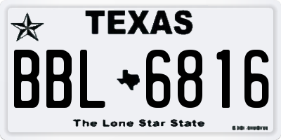 TX license plate BBL6816